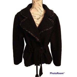 Off limits black xl wool ruffled jacket